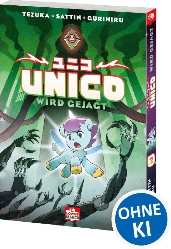 Buchcover und Innenansicht für das Buch: Unico: Hunted: An Original Manga