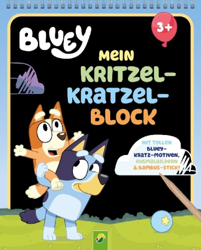 Buchcover und Innenansicht für das Buch: Bluey Mein Kritzel-Kratzel-Block
