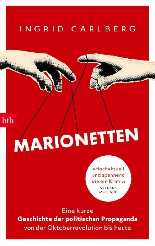 Buchcover und Innenansicht für das Buch: Marionetterna. En berättelse om världen som politisk teater