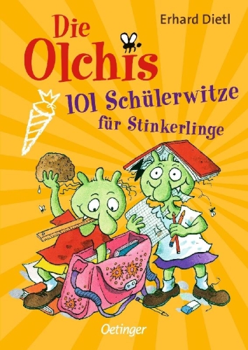 Buchcover und Innenansicht für das Buch: Die Olchis. 101 Schülerwitze für Stinkerlinge