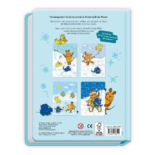 Buchcover und Innenansicht für das Buch: Trötsch Die Maus Winter-Puzzlebuch Puzzlebuch