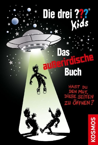 Buchcover und Innenansicht für das Buch: Die drei ??? Kids, Das außerirdische Buch (drei Fragezeichen)