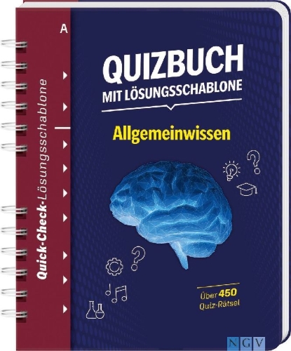 Buchcover und Innenansicht für das Buch: Quizbuch mit Lösungsschablone Allgemeinwissen