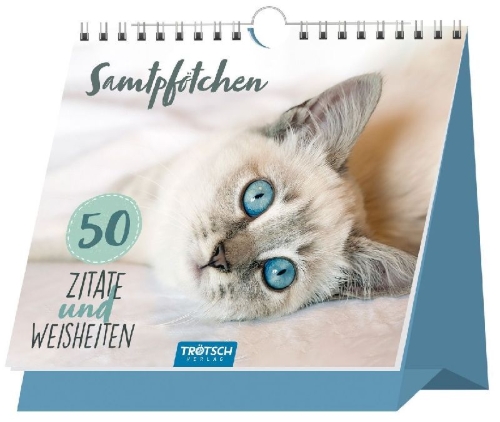 Buchcover und Innenansicht für das Buch: Trötsch Tischaufsteller Sprüche und Zitate zum Aufstellen Katzen