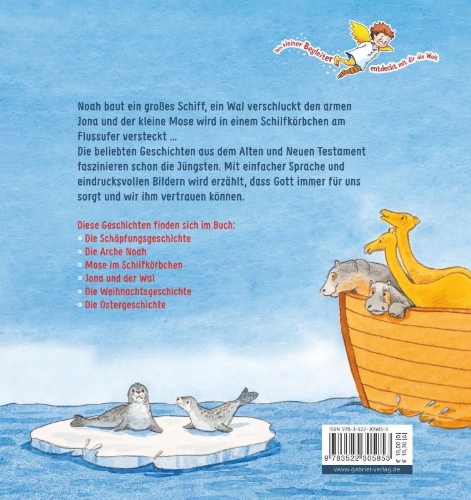 Buchcover und Innenansicht für das Buch: Dein kleiner Begleiter: Meine bunte Taufbibel