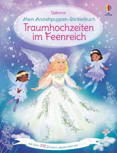 Buchcover und Innenansicht für das Buch: Mein Anziehpuppen-Stickerbuch: Traumhochzeiten im Feenreich