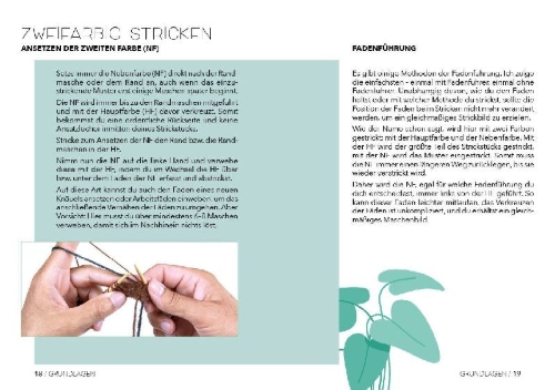 Buchcover und Innenansicht für das Buch: Stricken unterwegs