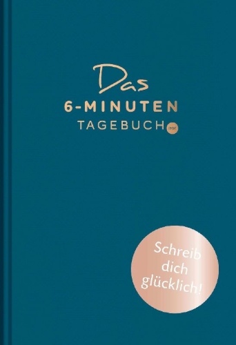 Buchcover und Innenansicht für das Buch: Das 6-Minuten-Tagebuch pur (aquarellblau)