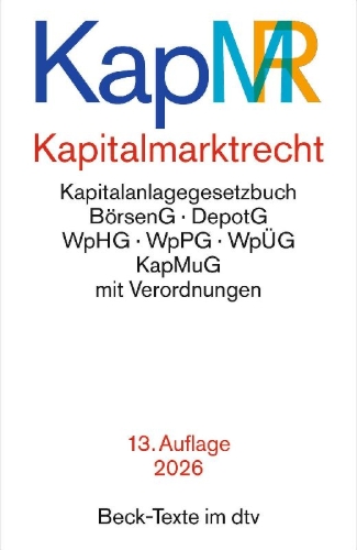 Buchcover und Innenansicht für das Buch: Kapitalmarktrecht. KapMR