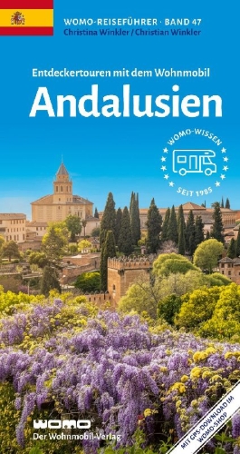 Buchcover und Innenansicht für das Buch: Entdeckertouren mit dem Wohnmobil Andalusien