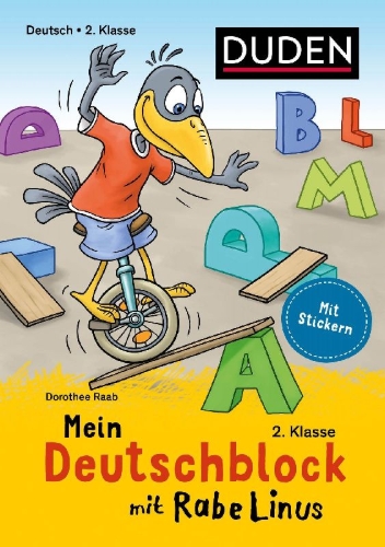 Buchcover und Innenansicht für das Buch: Mein Deutschblock mit Rabe Linus - 2. Klasse