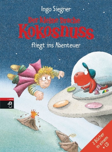 Buchcover und Innenansicht für das Buch: Der kleine Drache Kokosnuss fliegt ins Abenteuer