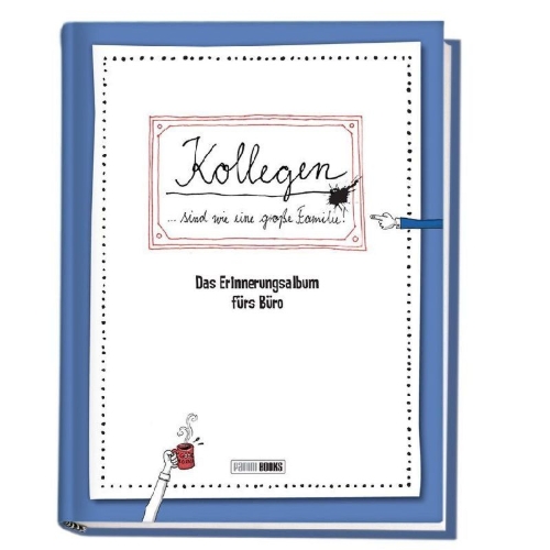 Buchcover und Innenansicht für das Buch: Kollegen ... sind wie eine große Familie - Das Erinnerungsalbum fürs Büro