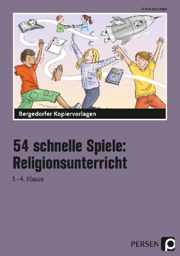 Buchcover und Innenansicht für das Buch: 54 schnelle Spiele für den Religionsunterricht