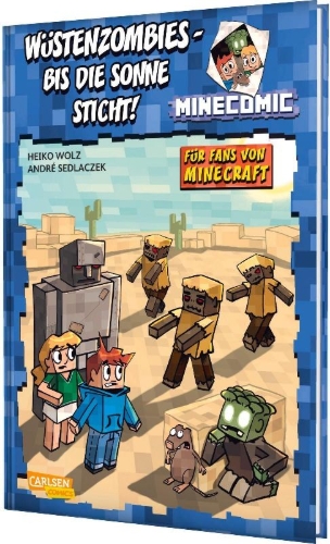 Buchcover und Innenansicht für das Buch: Wüstenzombies - bis die Sonne sticht! Für Fans von Minecraft