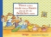 Buchcover und Innenansicht für das Buch: Wenn sieben müde kleine Hasen abends in ihr Bettchen rasen