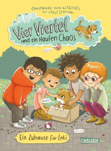 Buchcover und Innenansicht für das Buch: Vier Viertel und ein Haufen Chaos 1: Ein Zuhause für Loki
