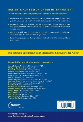 Buchcover und Innenansicht für das Buch: Beliebte Kurzgeschichten interpretiert
