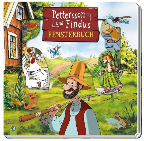 Buchcover und Innenansicht für das Buch: Trötsch Pettersson und Findus Fensterbuch
