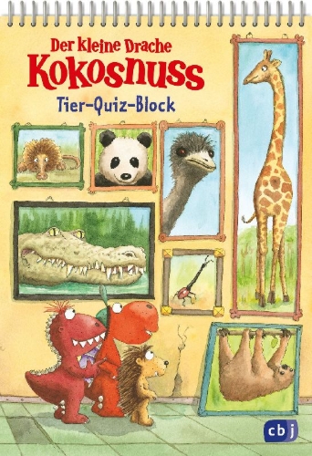 Buchcover und Innenansicht für das Buch:  Der kleine Drache Kokosnuss - Quizblock Tiere
