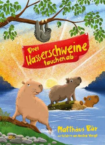 Buchcover und Innenansicht für das Buch: Drei Wasserschweine tauchen ab