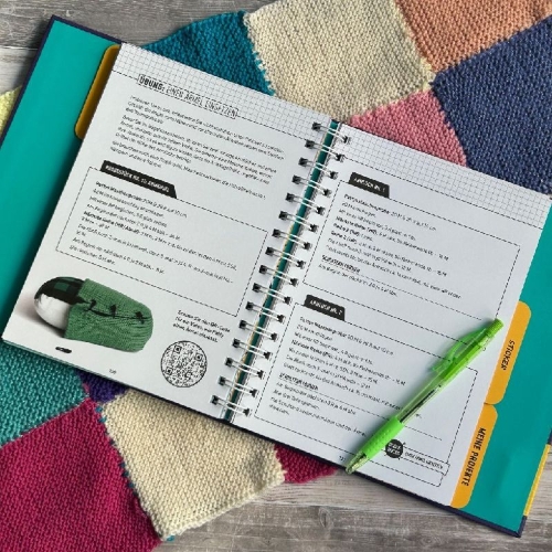 Buchcover und Innenansicht für das Buch: Patty Lyons' Wundertüte der Stricktricks - Das Workbook