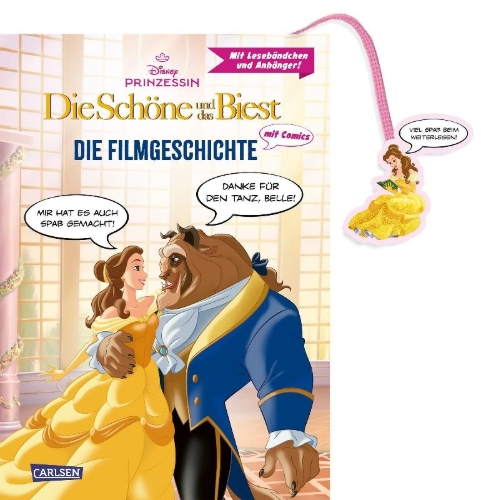 Buchcover und Innenansicht für das Buch: Disney: Die Schöne und das Biest  - Die Filmgeschichte mit Comics