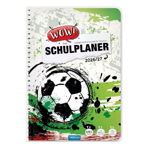 Buchcover und Innenansicht für das Buch: TRÖTSCH - Schulplaner WOW Fußball 26/27