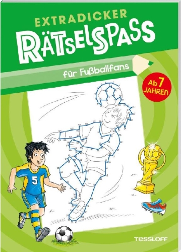 Buchcover und Innenansicht für das Buch: Extradicker Rätselspaß für Fußballfans