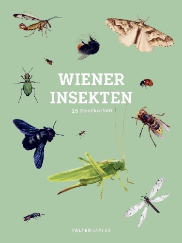 Buchcover und Innenansicht für das Buch: Wiener Insekten - Postkartenbuch