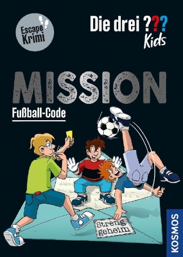Buchcover und Innenansicht für das Buch: Die drei ??? Kids, Mission Fußball-Code
