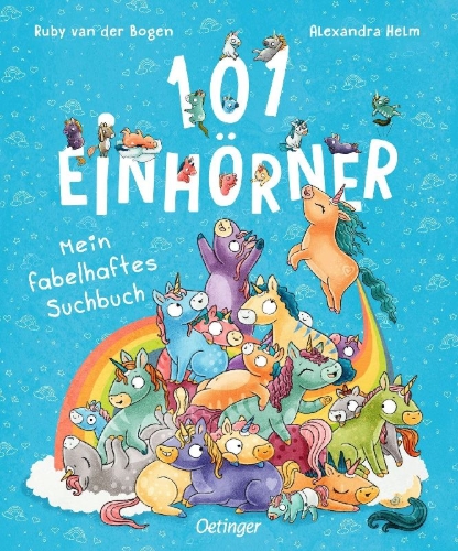 Buchcover und Innenansicht für das Buch: 101 Einhörner. Mein fabelhaftes Suchbuch