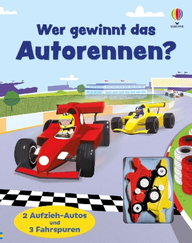 Buchcover und Innenansicht für das Buch: Wer gewinnt das Autorennen?