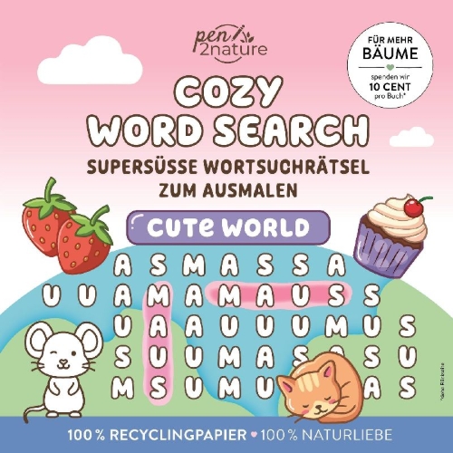 Buchcover und Innenansicht für das Buch: Cozy Word Search Cute World