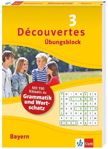Buchcover und Innenansicht für das Buch: Découvertes 3 Bayern (ab 2017) Übungsblock zum Schulbuch, 3. Lernjahr