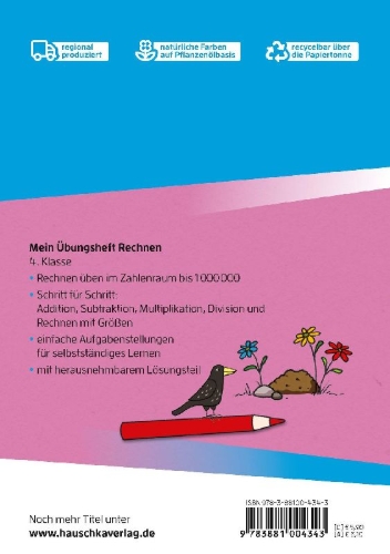 Buchcover und Innenansicht für das Buch: Mein Übungsheft Rechnen 4. Klasse