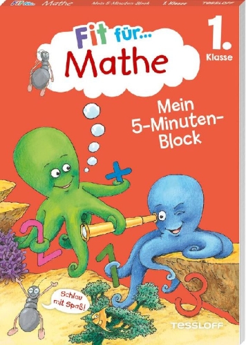 Buchcover und Innenansicht für das Buch: Fit für Mathe 1. Klasse. Mein 5-Minuten-Block