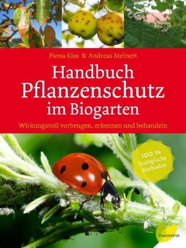 Buchcover und Innenansicht für das Buch: Handbuch Pflanzenschutz im Biogarten
