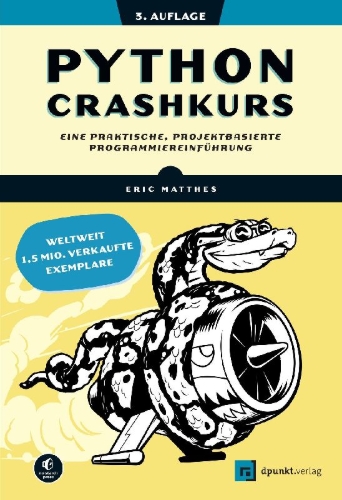 Buchcover und Innenansicht für das Buch: Python Crashkurs