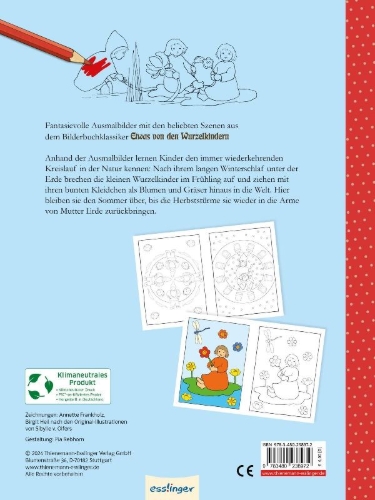 Buchcover und Innenansicht für das Buch: Etwas von den Wurzelkindern: Jahreszeiten-Malbuch