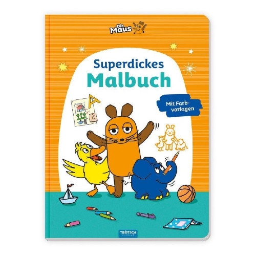 Buchcover und Innenansicht für das Buch: TRÖTSCH - Die Maus Superdickes Malbuch Ausmalbuch