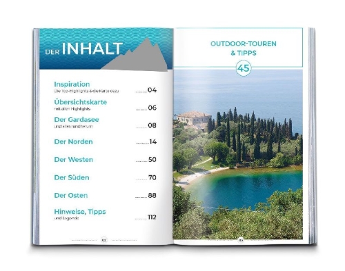 Buchcover und Innenansicht für das Buch: KOMPASS Inspiration Gardasee