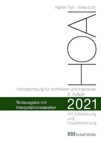 Buchcover und Innenansicht für das Buch: HOAI 2021 - Textausgabe mit Interpolationstabellen