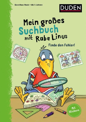 Buchcover und Innenansicht für das Buch: Mein großes Suchbuch mit Rabe Linus