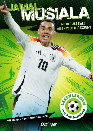 Buchcover und Innenansicht für das Buch: Jamal Musiala. Mein Fußball-Abenteuer beginnt