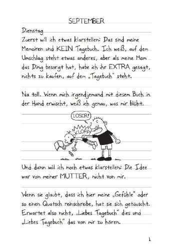 Buchcover und Innenansicht für das Buch: Diary of a Wimpy Kid