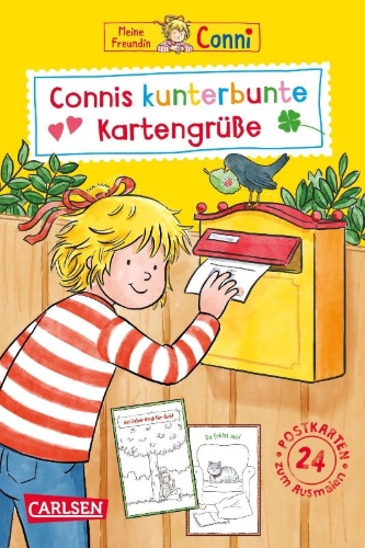 Buchcover und Innenansicht für das Buch: Conni Gelbe Reihe (Beschäftigungsbuch): Connis kunterbunte Kartengrüße