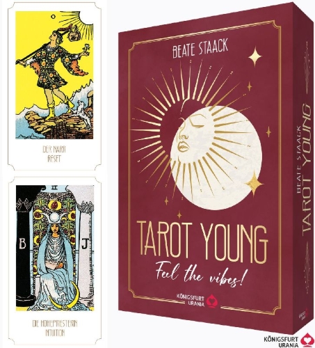 Buchcover und Innenansicht für das Buch: Tarot Young - Feel the Vibes!