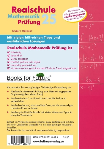 Buchcover und Innenansicht für das Buch: Mathematik-Prüfung 2025 Originalaufgaben Realschule Baden-Württemberg