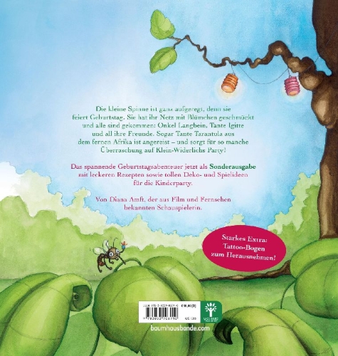 Buchcover und Innenansicht für das Buch: Die kleine Spinne Widerlich - Der Geburtstagsbesuch - Sonderausgabe mit tollen Ideen für die Kinderparty